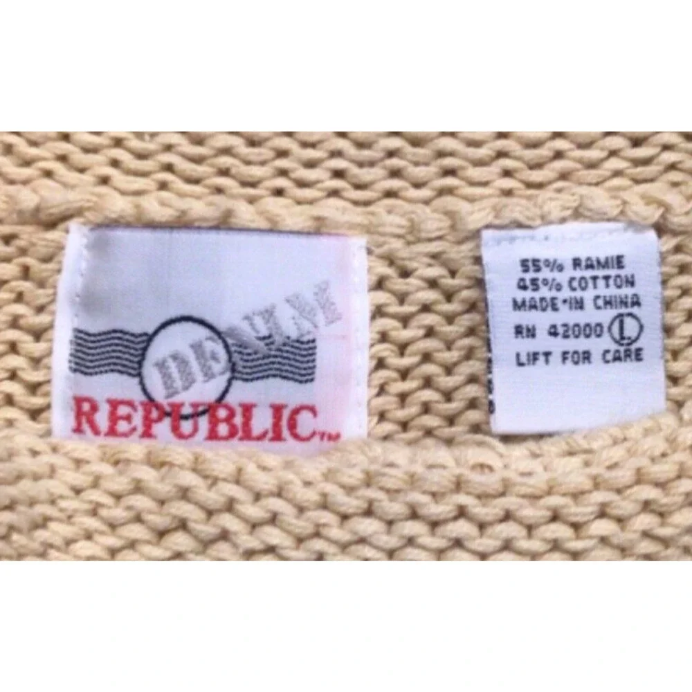 Vintage Denim Republic Yellow Cable Knit Long Sleeve Sweater Women’s Size L